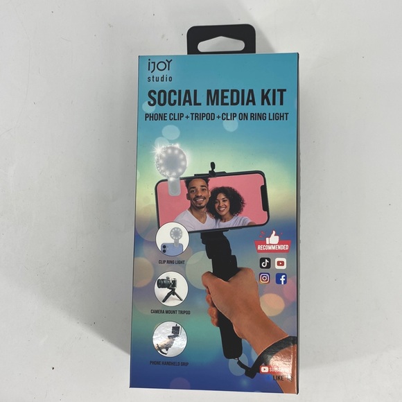 iJoy Studio Social Media Kit with Hand Grip Stabilizer, Tripod, and Ring Light - Picture 1 of 2